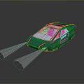 Green Futuristic Sports Car With Sleek Geometric Design And Yellow Accents