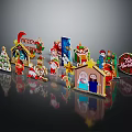 Christmas Decorative Ornament Set With Nativity Scene Santa Claus Tree Decorations And Merry Christmas Signs