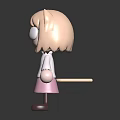 Cute Cartoon Character With Cat Ears Blonde Hair White Top And Pink Skirt