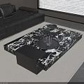 Modern Marble Coffee Table With Black Leather Sofa And Decorative Tray Glassware 3d model