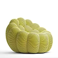 Unique Woven Single Sofa In Yellow And Blue With Textured Modern Design