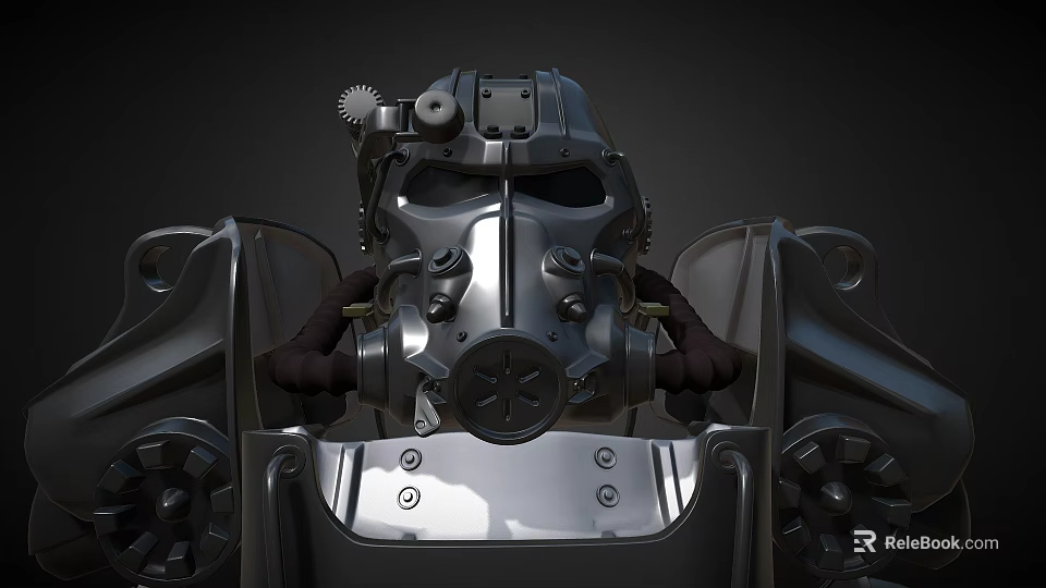 Steampunk Mechanical Clothing With Metal Helmet Gear Design And Industrial Style Elements 3d model 