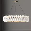 Modern White Circular Chandeliers With Intricate Patterns And Metal Base Design 3d model