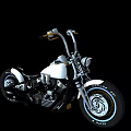 White Cruiser Motorcycle With High Handlebars Black Wheels And Chrome Accents