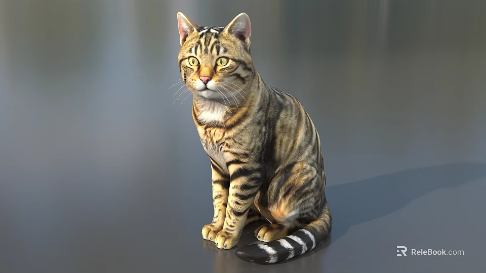 Colorful Reptile Lizard With Striped Skin Sitting On Gray Smooth Surface 3d model 