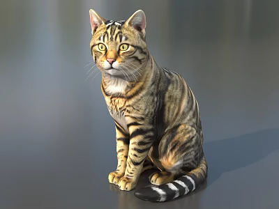 Colorful Reptile Lizard With Striped Skin Sitting On Gray Smooth Surface 3d model