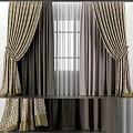 Elegant Patterned Curtains In Beige Gray With Sheer Lining And Tiebacks For Window Decor