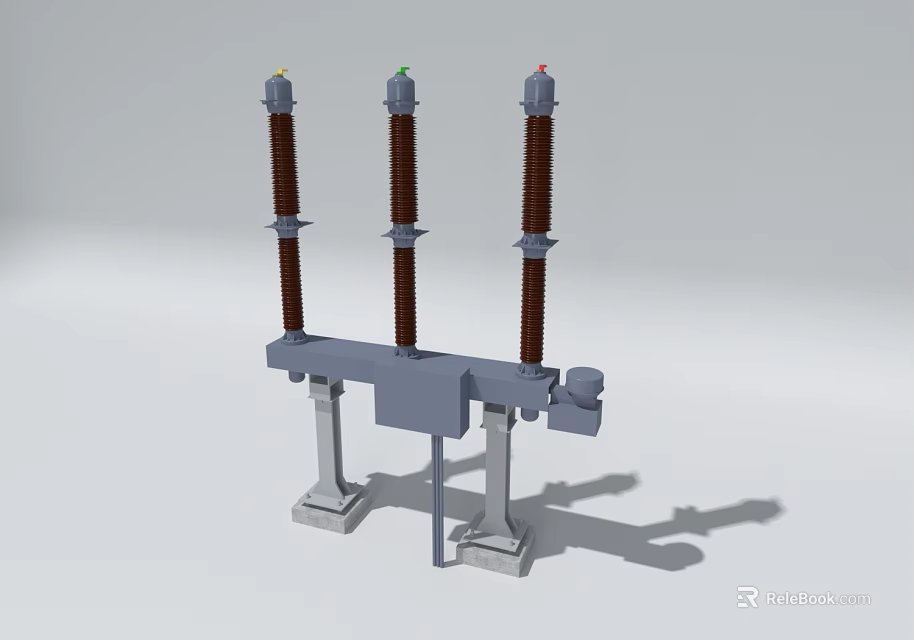 Industrial Equipment With Three Vertical Columns And Metal Support Base Structure 3d model 