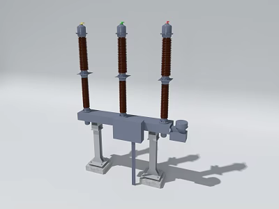 Industrial Equipment With Three Vertical Columns And Metal Support Base Structure 3d model