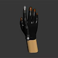 Sleek Black Mechanical Prosthetic Hand With Golden Forearm And Advanced Technological Design