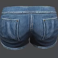 Blue Denim Shorts With Pockets And Button Detail 3d model