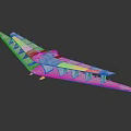 White Flying Vehicle Model Featuring Geometric Structure And Multiple Wings On Dark Background