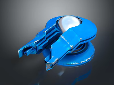 Stunning Blue Natural Landscape With Silver Celestial Body And Reflective Water Surface 3d model