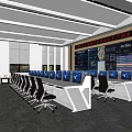 Modern monitoring room Command control room Dispatching command center Monitoring hall Command hall Office desks and chairs 3d model