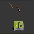 Green Toaster With Popping Orange Toast Slices And Colorful Stickers