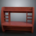 Red Wooden Bookshelf With Multiple Shelves And Lower Tabletop For Home Furniture