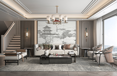 New Chinese Living Room 3d model