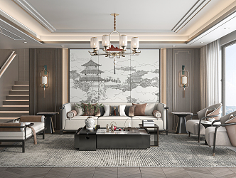 New Chinese Living Room 3d model