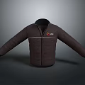 Brown Jacket with Zipper Closure Dark Lining and Small Chest Logo 3d model
