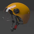 Bright Green Safety Helmet With Clear Visor Black Knob And Red Buckle