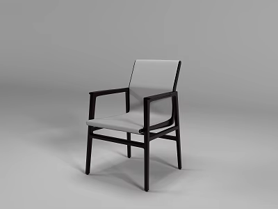 Modern Leisure Chair With Dark Wooden Frame And Light Cushioned Seat Back 3d model