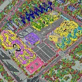 Aerial View Planning Of Modern Urban Area With Multiple Buildings Sports Fields And Green Spaces