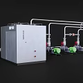 Modern Industrial Equipment With White Machine Body Connecting Pipes And Green Valves