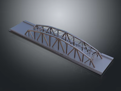 Steel Truss Bridge Model Structure With Deck And Supporting Frame Components 3d model