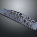 Steel Truss Bridge Model Structure With Deck And Supporting Frame Components