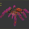Vibrant Purple Pink Spider With Red Glowing Legs 3D Model On Dark Background