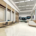 Modern Service Hall Interior Design With Service Counters And Waiting Area