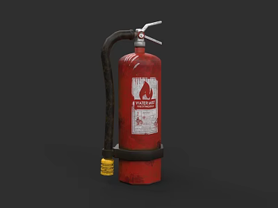 Fire Equipment Red Fire Extinguisher With Black Hose And Yellow Component 3d model