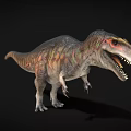 Realistic Dinosaur 3D Model With Colorful Skin And Sharp Teeth On Black Background