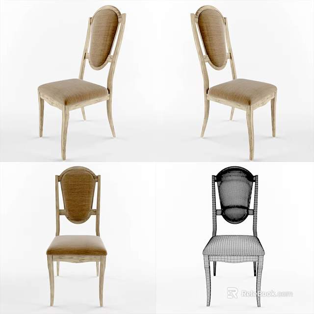 Elegant Dining Chairs With Upholstered Seats And Wooden Frames In Classic And Modern Designs 3d model 