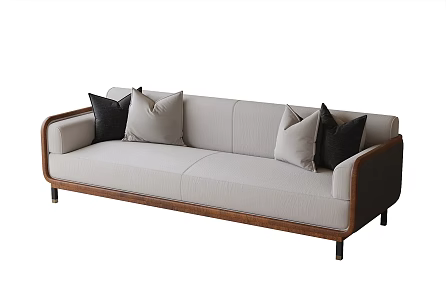 New Chinese-style double sofa in-line sofa 3d model
