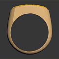 Luxury Gold Ring With Oval Yellow Gemstone And Textured Geometric Band Design