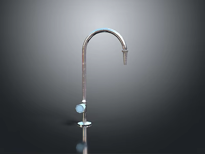 Stainless Steel Curved Spout Single Handle Faucet Hardware Tool with Base 3d model