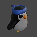 Cute Penguin Game Animated Movie Character With Blue Hat Orange Beak And Feet