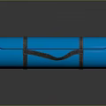 Blue Rolled Yoga Mat With Black Strap On Reflective Black Surface 3d model