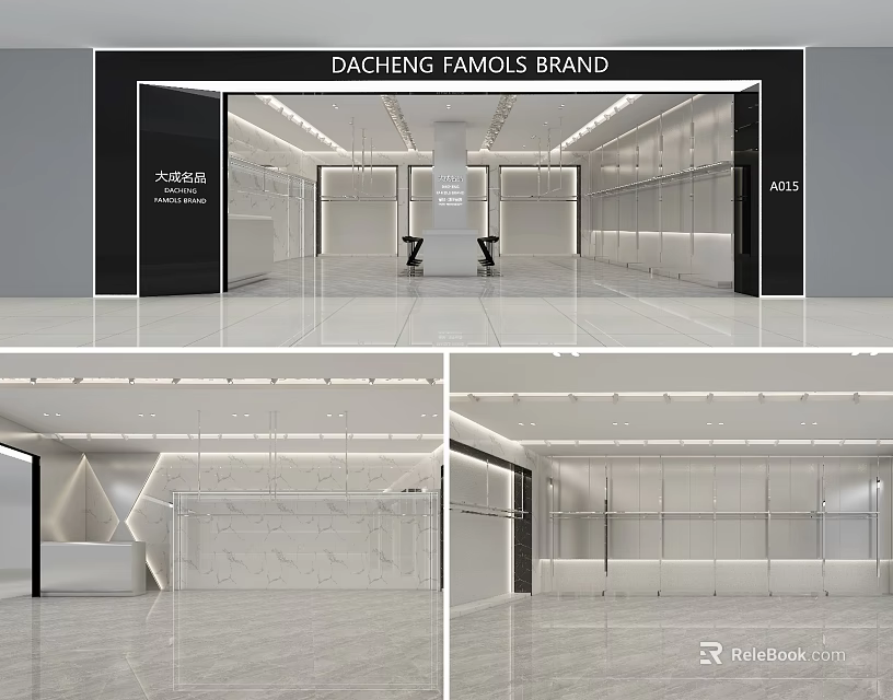 Modern Clothing Store Interior With Spacious Layout Display Racks And Bright Lighting 3d model 