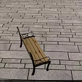 Modern Wooden Outdoor Bench with Black Metal Frame and Curved Armrests for Garden Use