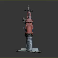 Commercial Pipeline Valve Equipment With Red Blue Structure And Concrete Base