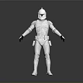 3D White Armored Character Model With Helmet Body Armor Utility Belt And Boots