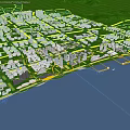 Aerial Urban Planning With High Rise Buildings Green Spaces Waterfront And Road Networks