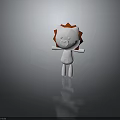 Cartoon Lion Character with White Body and Orange Mane 3D Model in Standing Pose