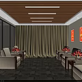 Modern Office Interior With Wooden Ceiling Long Wooden Table Benches TV Desk And Chair