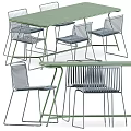Modern Dining Table and Chair Set with Green Tabletop and Metal Frame Design