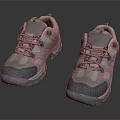 Gray And Pink Lace Up Athletic Shoes With Durable Rubber Soles And Mesh Panels