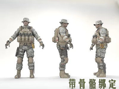 Men In Military Uniform With Tactical Gear Shown From Multiple Angles 3d model