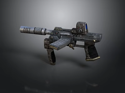 Futuristic Sci Fi Gun With Scope Barrel Tactical Grip And Metallic Finish 3d model
